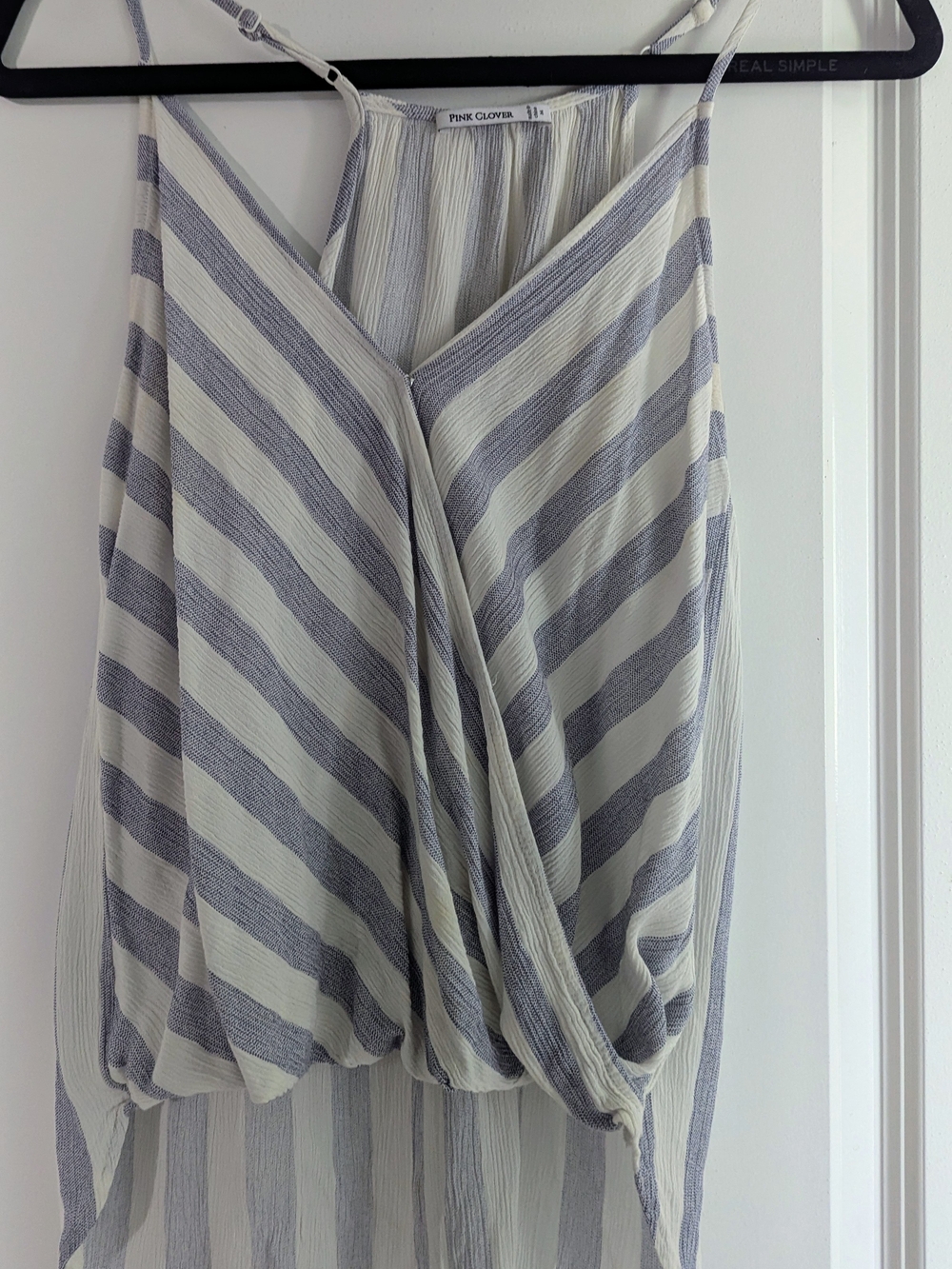 Pink Clover Women's Striped Wrap Skirt in Cream and Gray